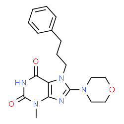 ChemSpider 2D Image | 3-Methyl-8-(4-morpholinyl)-7-(3-phenylpropyl)-3,7-dihydro-1H-purine-2,6-dione | C19H23N5O3
