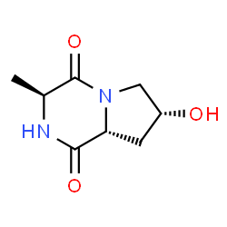 ChemSpider 2D Image | cyclo-(L-alanyl-cis-4-hydroxy-D-prolyl) | C8H12N2O3