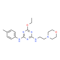 ChemSpider 2D Image | 6-Ethoxy-N-(4-methylphenyl)-N'-[2-(4-morpholinyl)ethyl]-1,3,5-triazine-2,4-diamine | C18H26N6O2