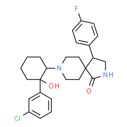 ChemSpider 2D Image | 8-[2-(3-Chlorophenyl)-2-hydroxycyclohexyl]-4-(4-fluorophenyl)-2,8-diazaspiro[4.5]decan-1-one | C26H30ClFN2O2