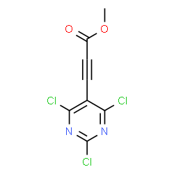 ChemSpider 2D Image | Methyl 3-(2,4,6-trichloro-5-pyrimidinyl)-2-propynoate | C8H3Cl3N2O2