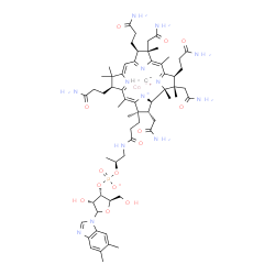 ChemSpider 2D Image | cobaltic;carbanide;[(2R,3S,4R)-5-(5,6-dimethylbenzimidazol-1-yl)-4-hydroxy-2-(hydroxymethyl)tetrahydrofuran-3-yl] [(1S)-1-methyl-2-[3-[(1R,2R,3R,4Z,7S,9Z,12S,13S,14Z,17S,18S,19R)-2,13,18-tris(2-amino-2-oxo-ethyl)-7,12,17-tris(3-amino-3-oxo-propyl)-3,5,8,8,13,15,18,19-octamethyl-2,7,12,17-tetrahydro-1H-corrin-21-id-3-yl]propanoylamino]ethyl] phosphate | C63H91CoN13O14P