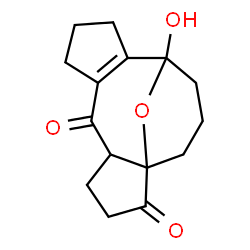 ChemSpider 2D Image | 12-Hydroxy-16-oxatetracyclo[10.3.1.0~1,5~.0~7,11~]hexadec-7(11)-ene-2,6-dione | C15H18O4