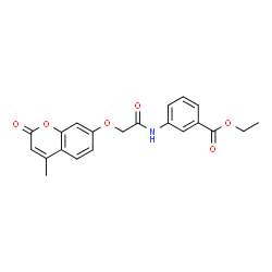 ChemSpider 2D Image | Ethyl 3-({[(4-methyl-2-oxo-2H-chromen-7-yl)oxy]acetyl}amino)benzoate | C21H19NO6