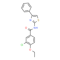ChemSpider 2D Image | 3-Chloro-4-ethoxy-N-(4-phenyl-1,3-thiazol-2-yl)benzamide | C18H15ClN2O2S