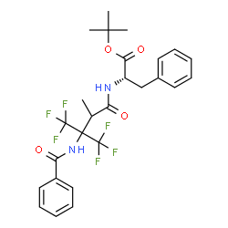 ChemSpider 2D Image | 2-Methyl-2-propanyl N-[3-(benzoylamino)-4,4,4-trifluoro-2-methyl-3-(trifluoromethyl)butanoyl]-L-phenylalaninate | C26H28F6N2O4