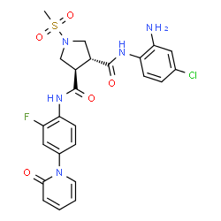 ChemSpider 2D Image | (3R,4R)-N-(2-Amino-4-chlorophenyl)-N'-[2-fluoro-4-(2-oxo-1(2H)-pyridinyl)phenyl]-1-(methylsulfonyl)-3,4-pyrrolidinedicarboxamide | C24H23ClFN5O5S