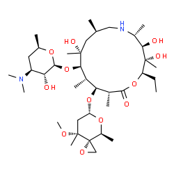 ChemSpider 2D Image | (2R,3S,4R,5R,8R,10R,11R,12S,13S,14R)-2-ethyl-3,4,10-trihydroxy-13-{[(3S,4S,6R,8R)-8-methoxy-4,8-dimethyl-1,5-dioxaspiro[2.5]oct-6-yl]oxy}-3,5,8,10,12,14-hexamethyl-15-oxo-1-oxa-6-azacyclopentadecan-11-yl 3,4,6-trideoxy-3-(dimethylamino)-beta-D-xylo-hexopyranoside | C38H70N2O12