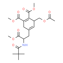 ChemSpider 2D Image | Dimethyl 3-(acetoxymethyl)-5-{2-[(2,2-dimethylpropanoyl)amino]-3-methoxy-3-oxopropyl}-1,4-cyclohexadiene-1,2-dicarboxylate | C22H31NO9