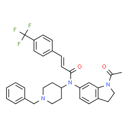 ChemSpider 2D Image | (2E)-N-(1-Acetyl-2,3-dihydro-1H-indol-6-yl)-N-(1-benzyl-4-piperidinyl)-3-[4-(trifluoromethyl)phenyl]acrylamide | C32H32F3N3O2