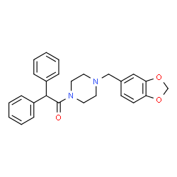ChemSpider 2D Image | 1-[4-(1,3-Benzodioxol-5-ylmethyl)-1-piperazinyl]-2,2-diphenylethanone | C26H26N2O3