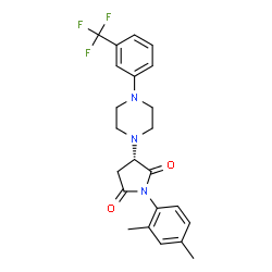 ChemSpider 2D Image | (3S)-1-(2,4-Dimethylphenyl)-3-{4-[3-(trifluoromethyl)phenyl]-1-piperazinyl}-2,5-pyrrolidinedione | C23H24F3N3O2