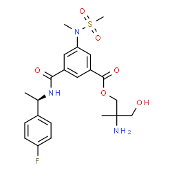 ChemSpider 2D Image | 2-Amino-3-hydroxy-2-methylpropyl 3-{[(1R)-1-(4-fluorophenyl)ethyl]carbamoyl}-5-[methyl(methylsulfonyl)amino]benzoate | C22H28FN3O6S