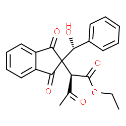 ChemSpider 2D Image | Ethyl (2R)-2-{2-[(R)-hydroxy(phenyl)methyl]-1,3-dioxo-2,3-dihydro-1H-inden-2-yl}-3-oxobutanoate | C22H20O6