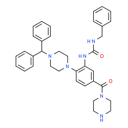 ChemSpider 2D Image | 1-Benzyl-3-{2-[4-(diphenylmethyl)-1-piperazinyl]-5-(1-piperazinylcarbonyl)phenyl}urea | C36H40N6O2