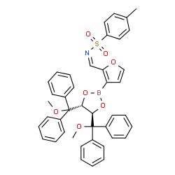 ChemSpider 2D Image | N-[(Z)-(3-{(4R,5R)-4,5-Bis[methoxy(diphenyl)methyl]-1,3,2-dioxaborolan-2-yl}-2-furyl)methylene]-4-methylbenzenesulfonamide | C42H38BNO7S