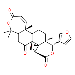 ChemSpider 2D Image | (5aR,7aS,8R,10aS,11aR,11bR)-8-(3-Furyl)-1,1,5a,7a,11b-pentamethyl-5b,6,7,7a,8,11b,13,13a-octahydrooxireno[4,4a]isochromeno[6,5-g][2]benzoxepine-3,10,12(1H,5aH,10aH)-trione | C26H30O7