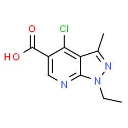 ChemSpider 2D Image | 4-Chloro-1-ethyl-3-methyl-1H-pyrazolo[3,4-b]pyridine-5-carboxylic acid | C10H10ClN3O2