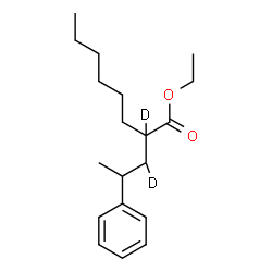 ChemSpider 2D Image | Ethyl 2-[2-phenyl(1-~2~H_1_)propyl](2-~2~H)octanoate | C19H28D2O2