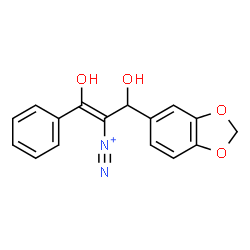ChemSpider 2D Image | (1E)-3-(1,3-Benzodioxol-5-yl)-1,3-dihydroxy-1-phenyl-1-propene-2-diazonium | C16H13N2O4