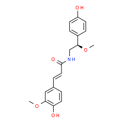 ChemSpider 2D Image | (2E)-3-(4-Hydroxy-3-methoxyphenyl)-N-[(2R)-2-(4-hydroxyphenyl)-2-methoxyethyl]acrylamide | C19H21NO5