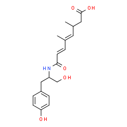 ChemSpider 2D Image | (4E,6E)-8-{[1-Hydroxy-3-(4-hydroxyphenyl)-2-propanyl]amino}-3,5-dimethyl-8-oxo-4,6-octadienoic acid | C19H25NO5