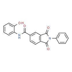 ChemSpider 2D Image | N-(2-Hydroxyphenyl)-1,3-dioxo-2-phenyl-5-isoindolinecarboxamide | C21H14N2O4