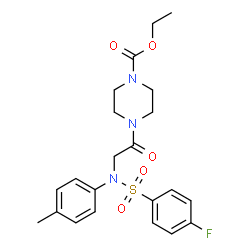 ChemSpider 2D Image | Ethyl 4-{N-[(4-fluorophenyl)sulfonyl]-N-(4-methylphenyl)glycyl}-1-piperazinecarboxylate | C22H26FN3O5S