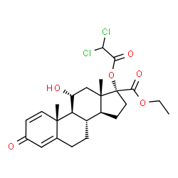 ChemSpider 2D Image | Ethyl (11alpha,17alpha)-17-(2,2-dichloroacetoxy)-11-hydroxy-3-oxoandrosta-1,4-diene-17-carboxylate | C24H30Cl2O6