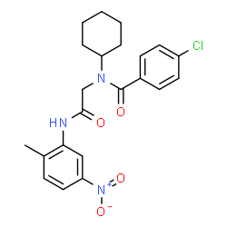 ChemSpider 2D Image | 4-Chloro-N-cyclohexyl-N-{2-[(2-methyl-5-nitrophenyl)amino]-2-oxoethyl}benzamide | C22H24ClN3O4