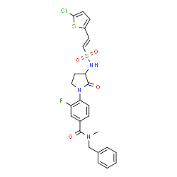 ChemSpider 2D Image | N-Benzyl-4-[3-({[(E)-2-(5-chloro-2-thienyl)vinyl]sulfonyl}amino)-2-oxo-1-pyrrolidinyl]-3-fluoro-N-methylbenzamide | C25H23ClFN3O4S2