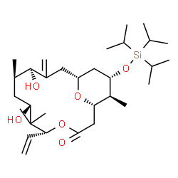 ChemSpider 2D Image | (1S,5R,7R,9R,10S,13R,15S,16S)-7,10-Dihydroxy-6,6,9,16-tetramethyl-11-methylene-15-[(triisopropylsilyl)oxy]-5-vinyl-4,17-dioxabicyclo[11.3.1]heptadecan-3-one | C31H56O6Si