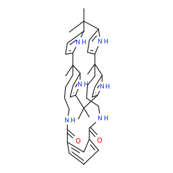 ChemSpider 2D Image | 1,19,24,24,33,33-Hexamethyl-6,14,38,39,40,41-hexaazaheptacyclo[17.9.9.1~8,12~.1~20,23~.1~25,28~.1~29,32~.1~34,37~]dotetraconta-8(42),9,11,20,22,25,27,29,31,34,36-undecaene-7,13-dione | C42H52N6O2