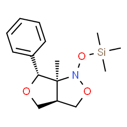 ChemSpider 2D Image | (3aR,6R,6aS)-6a-Methyl-6-phenyl-1-[(trimethylsilyl)oxy]tetrahydro-1H,3H-furo[3,4-c][1,2]oxazole | C15H23NO3Si