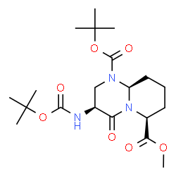 ChemSpider 2D Image | 6-Methyl 1-(2-methyl-2-propanyl) (3S,6S,9aS)-3-({[(2-methyl-2-propanyl)oxy]carbonyl}amino)-4-oxohexahydro-2H-pyrido[1,2-a]pyrimidine-1,6(6H)-dicarboxylate | C20H33N3O7