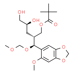 ChemSpider 2D Image | 2,3-Dideoxy-1-O-(2,2-dimethylpropanoyl)-2-[(S)-(6-methoxy-1,3-benzodioxol-5-yl)(methoxymethoxy)methyl]-D-erythro-pentitol | C21H32O9