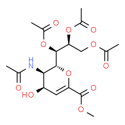 ChemSpider 2D Image | Methyl (6R)-5-acetamido-2,6-anhydro-3,5-dideoxy-6-[(1R,2S)-1,2,3-triacetoxypropyl]-L-erythro-hex-2-enonate | C18H25NO11