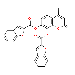 ChemSpider 2D Image | 4-Methyl-2-oxo-2H-chromene-7,8-diyl bis(1-benzofuran-2-carboxylate) | C28H16O8