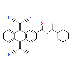 ChemSpider 2D Image | N-[(1R)-1-Cyclohexylethyl]-9,10-bis(dicyanomethylene)-9,10-dihydro-2-anthracenecarboxamide | C29H23N5O