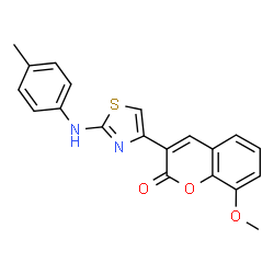 ChemSpider 2D Image | 8-methoxy-3-[2-(4-toluidino)-1,3-thiazol-4-yl]-2H-chromen-2-one | C20H16N2O3S