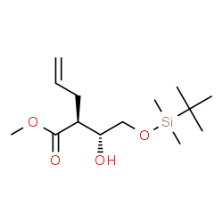 ChemSpider 2D Image | Methyl (2S)-2-[(1R)-2-{[dimethyl(2-methyl-2-propanyl)silyl]oxy}-1-hydroxyethyl]-4-pentenoate | C14H28O4Si