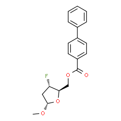 ChemSpider 2D Image | Methyl 5-O-(4-biphenylylcarbonyl)-2,3-dideoxy-3-fluoro-alpha-D-erythro-pentofuranoside | C19H19FO4