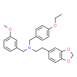 ChemSpider 2D Image | 2-(1,3-Benzodioxol-5-yl)-N-(4-ethoxybenzyl)-N-(3-methoxybenzyl)ethanamine | C26H29NO4