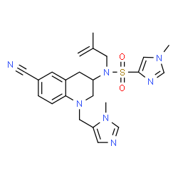 ChemSpider 2D Image | N-{6-Cyano-1-[(1-methyl-1H-imidazol-5-yl)methyl]-1,2,3,4-tetrahydro-3-quinolinyl}-1-methyl-N-(2-methyl-2-propen-1-yl)-1H-imidazole-4-sulfonamide | C23H27N7O2S