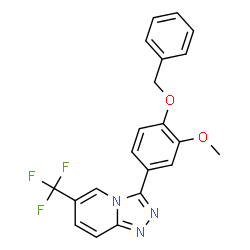 ChemSpider 2D Image | 3-[4-(Benzyloxy)-3-methoxyphenyl]-6-(trifluoromethyl)[1,2,4]triazolo[4,3-a]pyridine | C21H16F3N3O2