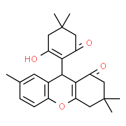 ChemSpider 2D Image | 9-(2-Hydroxy-4,4-dimethyl-6-oxo-1-cyclohexen-1-yl)-3,3,7-trimethyl-2,3,4,9-tetrahydro-1H-xanthen-1-one | C24H28O4