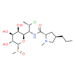 ChemSpider 2D Image | (1R,5R)-1,5-Anhydro-5-[(1R,2S)-2-chloro-1-{[(4R)-1-methyl-4-propyl-L-prolyl]amino}propyl]-1-[(S)-methylsulfinyl]-L-arabinitol | C18H33ClN2O6S