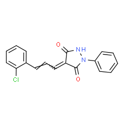 ChemSpider 2D Image | (4E)-4-[(2E)-3-(2-Chlorophenyl)-2-propen-1-ylidene]-1-phenyl-3,5-pyrazolidinedione | C18H13ClN2O2