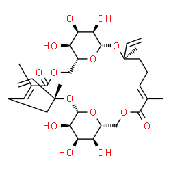 ChemSpider 2D Image | (1S,3R,6E,11R,12S,13R,14R,15S,17R,20E,25R,26S,27R,28R)-12,13,14,26,27,28-Hexahydroxy-3,7,17,21-tetramethyl-3,17-divinyl-2,9,16,23,29,30-hexaoxatricyclo[23.3.1.1~11,15~]triaconta-6,20-diene-8,22-dione 
(non-preferred name) | C32H48O14