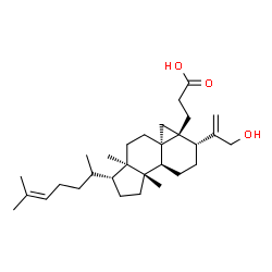 ChemSpider 2D Image | 3-[(1R,3aS,3bS,6R,6aR,7aS,9aR)-6-(3-Hydroxy-1-propen-2-yl)-3a,9a-dimethyl-1-[(2R)-6-methyl-5-hepten-2-yl]decahydro-1H-cyclopenta[a]cyclopropa[e]naphthalen-6a(7H)-yl]propanoic acid | C30H48O3